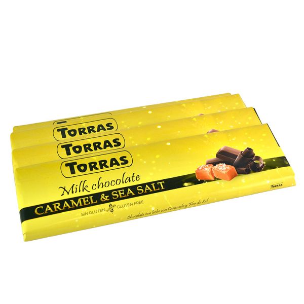 Шоколад молочний без глютену з Карамеллю і морською сіллю Torras CARAMEL & SEA SALT Іспанія 300г Шоколад молочний без глютену з Карамеллю і морською сіллю Torras CARAMEL & SEA SALT Іспанія 300г