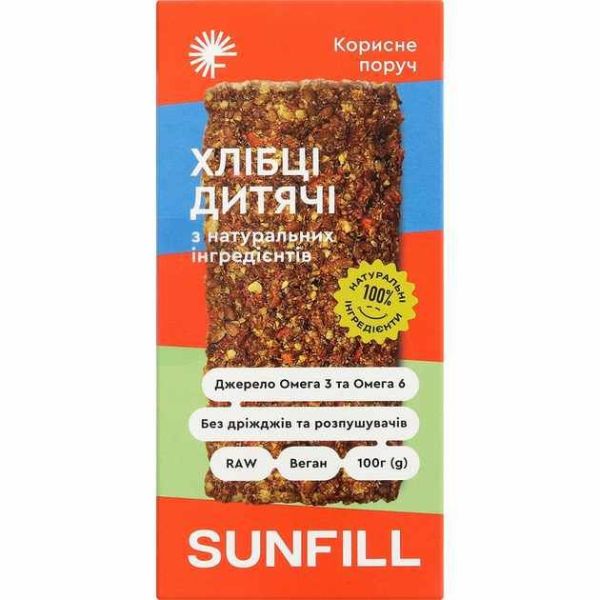 Упаковка хлібців Sunfill Дитячі 100 г Упаковка хлібців Sunfill Дитячі 100 г