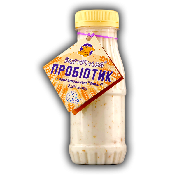 Йогурт питний з наповнювачем "Злаки" 2,5% жиру з пробіотиком LGG Йогурт питний з наповнювачем "Злаки" 2,5% жиру з пробіотиком LGG