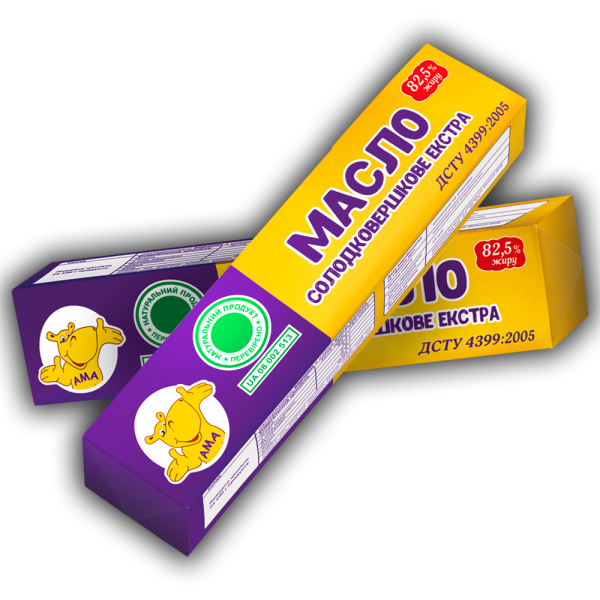 Масло солодковершкове екстра 82,5% жиру Масло солодковершкове екстра 82,5% жиру