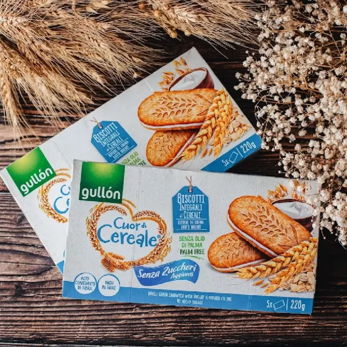 Печиво Сендвіч Gullon Cuor di Cereale з йогуртовою начинкою без цукру і пальмової олії 220 г Іспанія