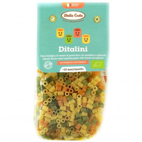 Макарони Dalla Ditalini БІО томат та шпинат дитячі 200г Макарони Dalla Ditalini БІО томат та шпинат дитячі 200г